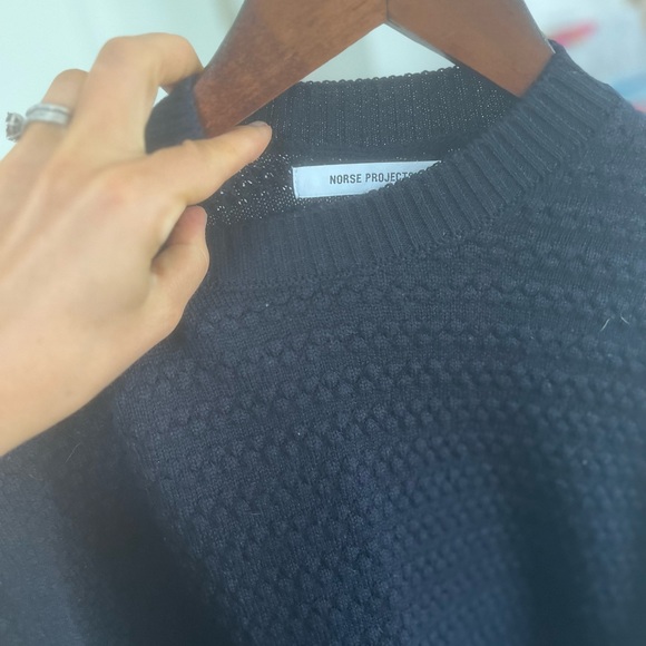 Norse Projects 100% Wool Bera Bubble Textured Navy Sweater Men’s XS - Picture 5 of 7